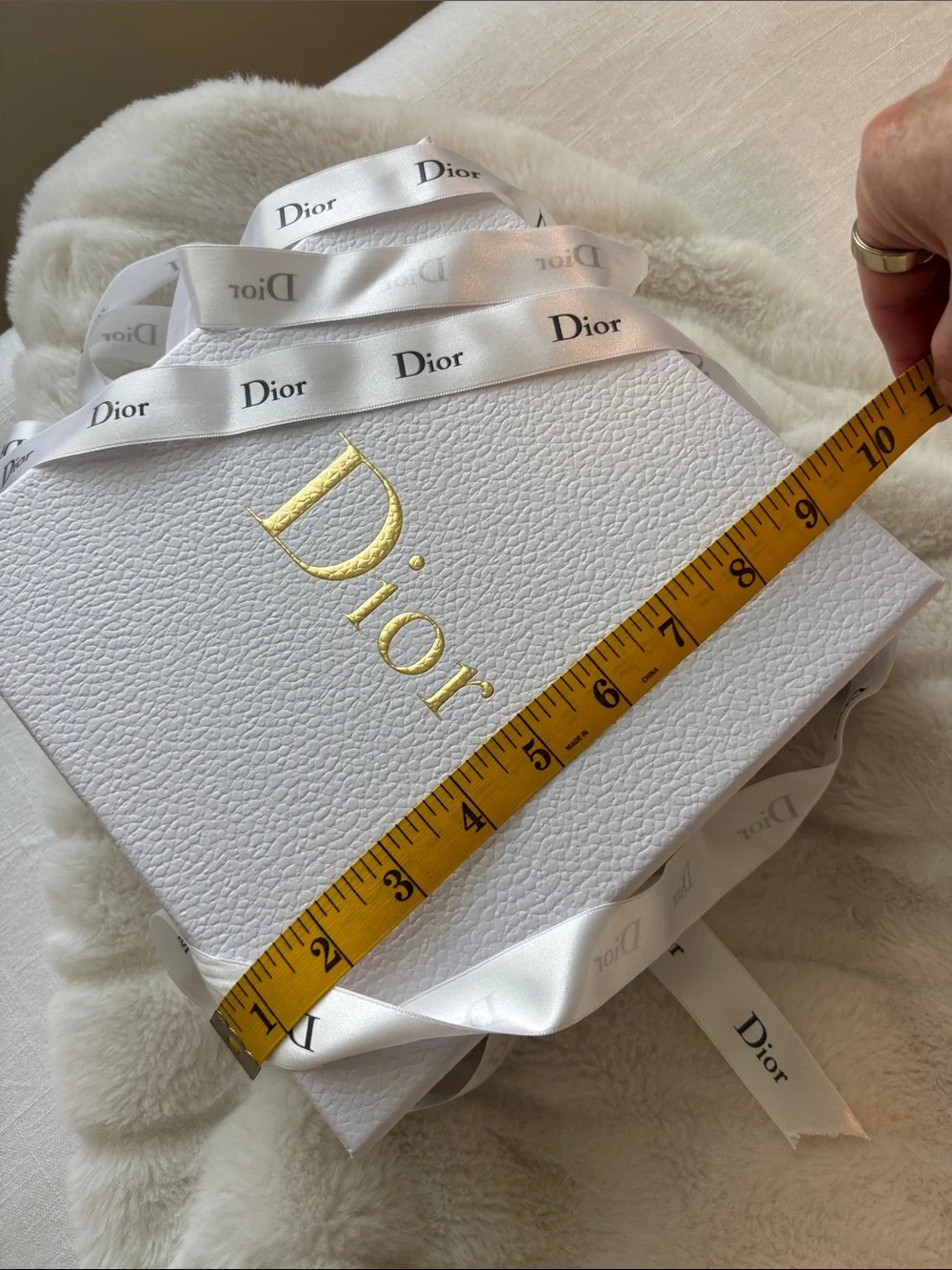 Dior White Gift Box with Gold Logo and Branded White Ribbon- Authentic from Dior